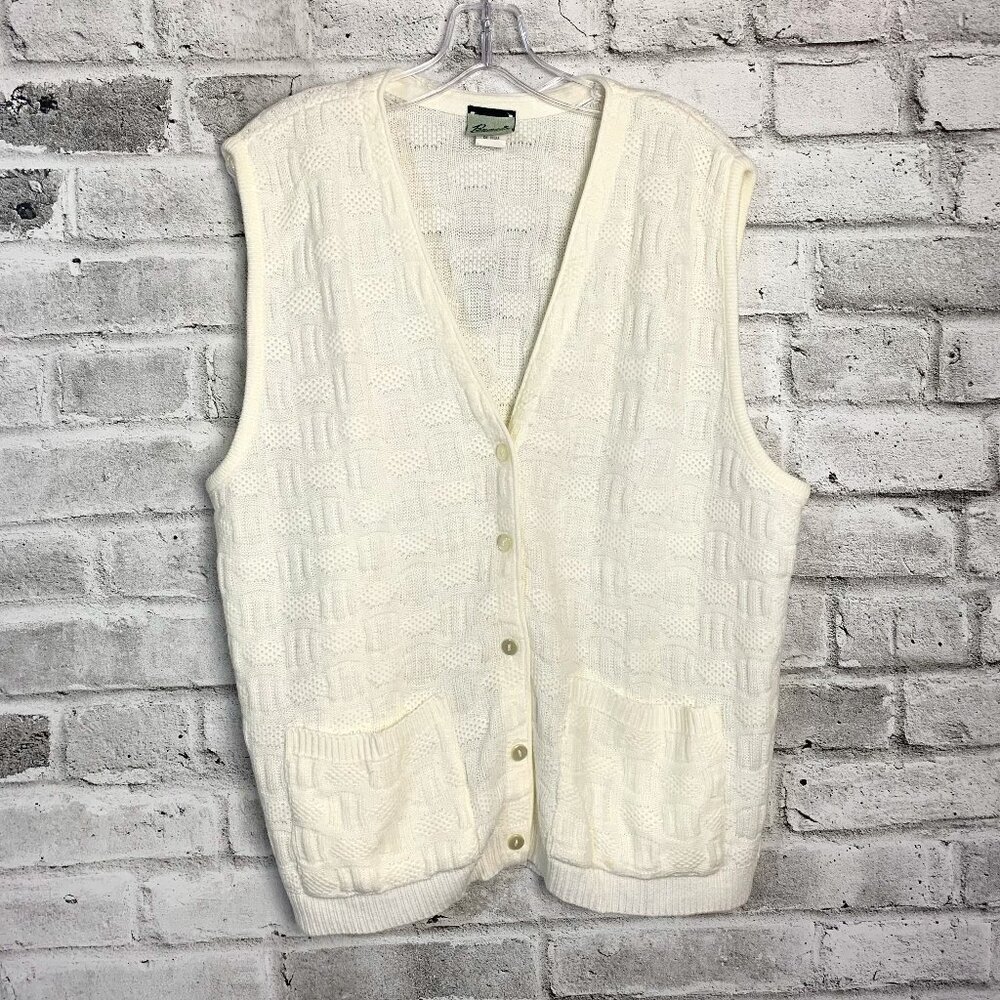 Vintage 90s Penmans Textured Knit Grandma Cardigan Sweater Vest